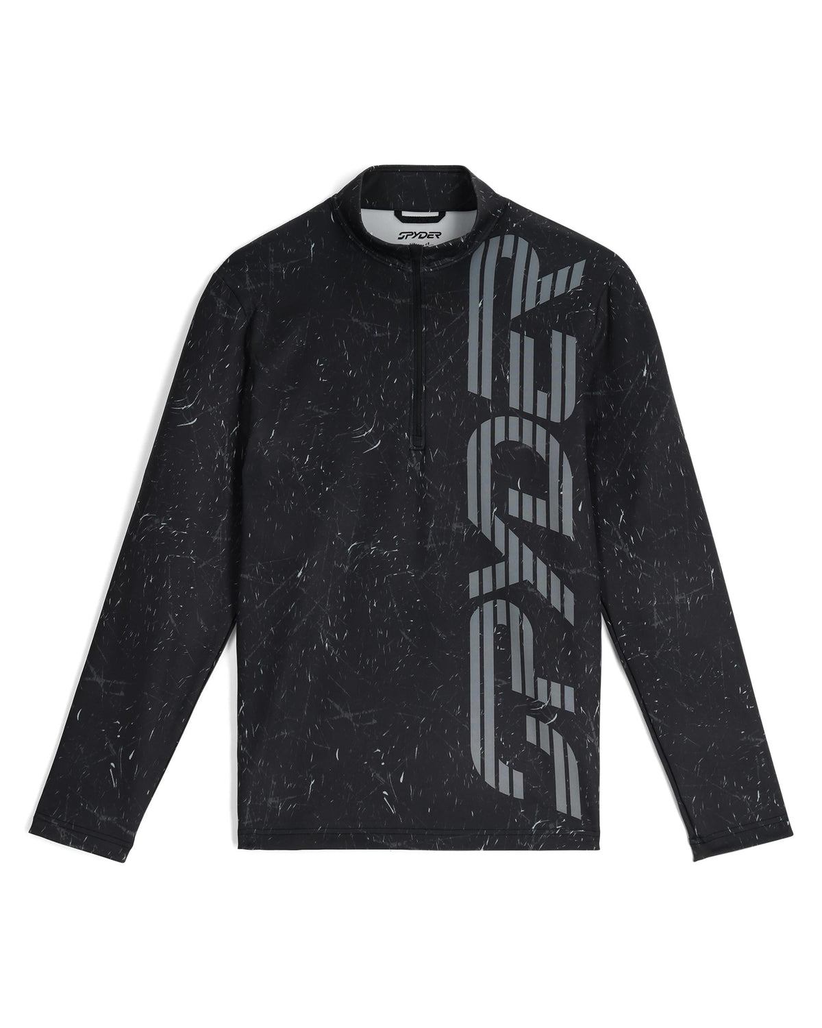 Black long-sleeve shirt with a logo on a white background