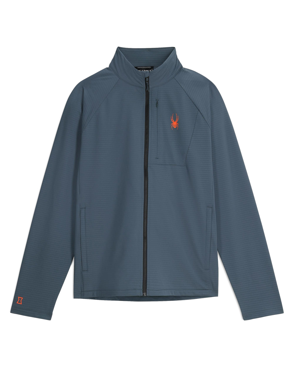 Blue jacket with a logo on a white background