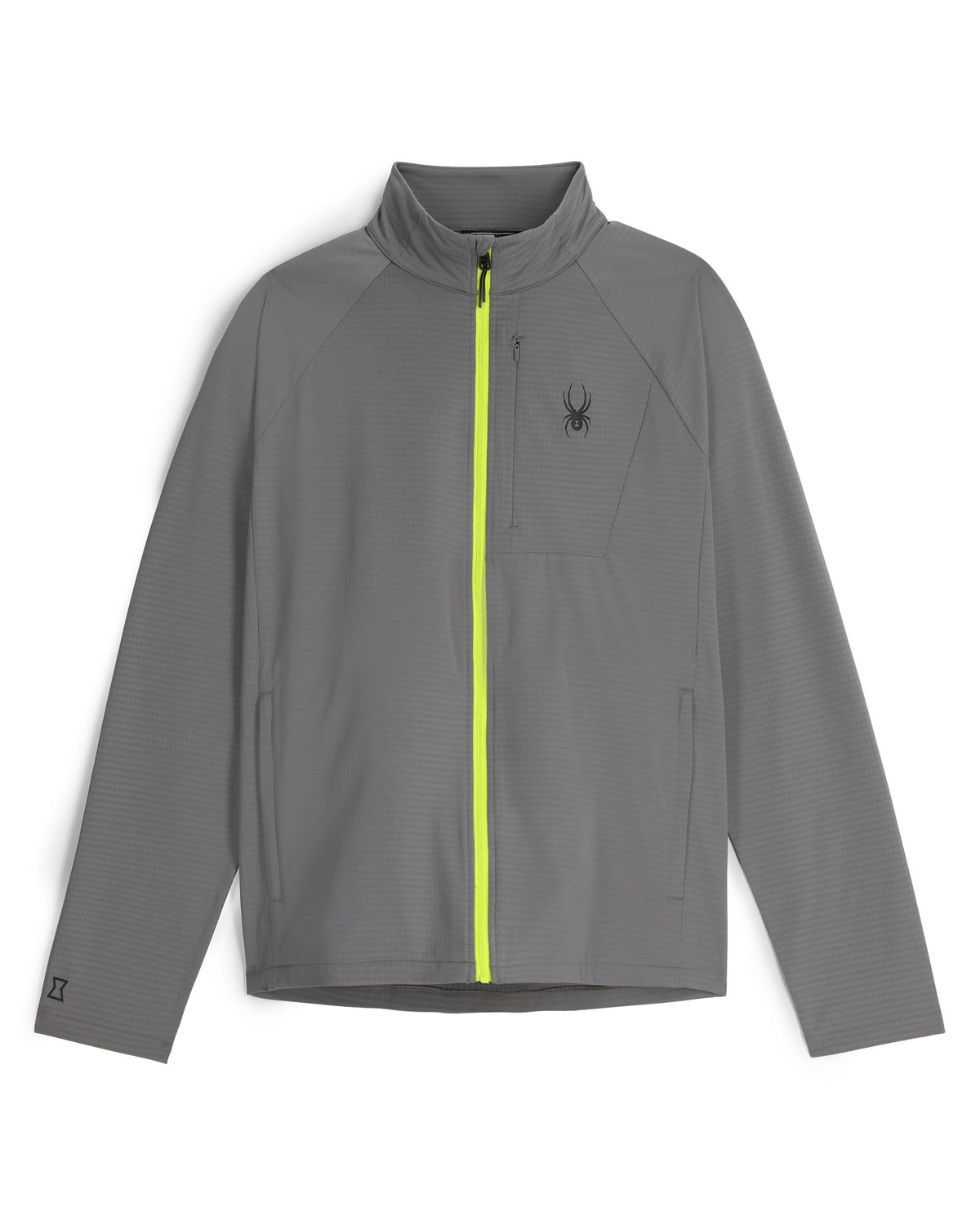 Gray pullover with a yellow zipper on a white background
