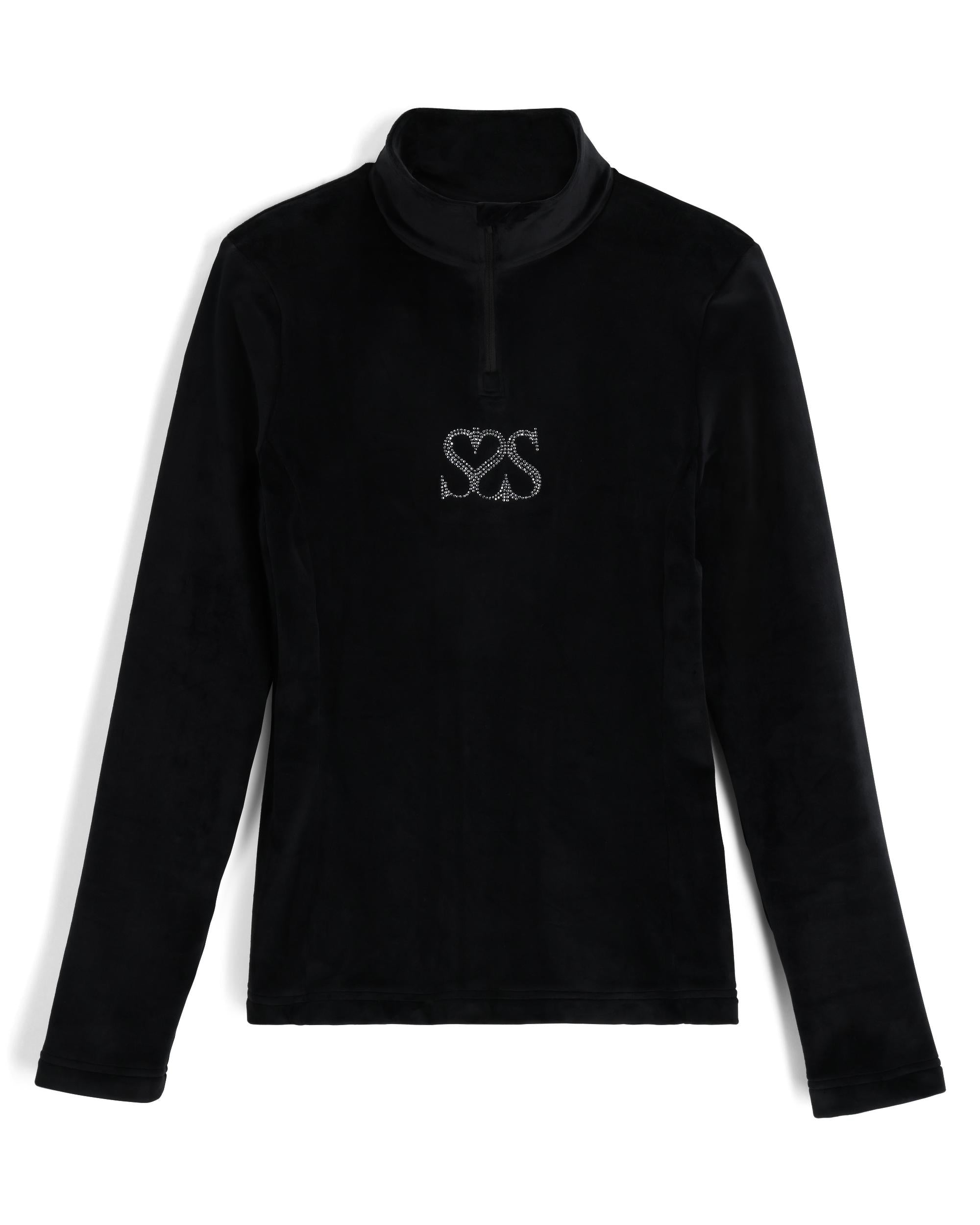 R♡　レディース　BLK XS Women's Society Shimmer Bug Zip T-Neck - Society Black – Spyder