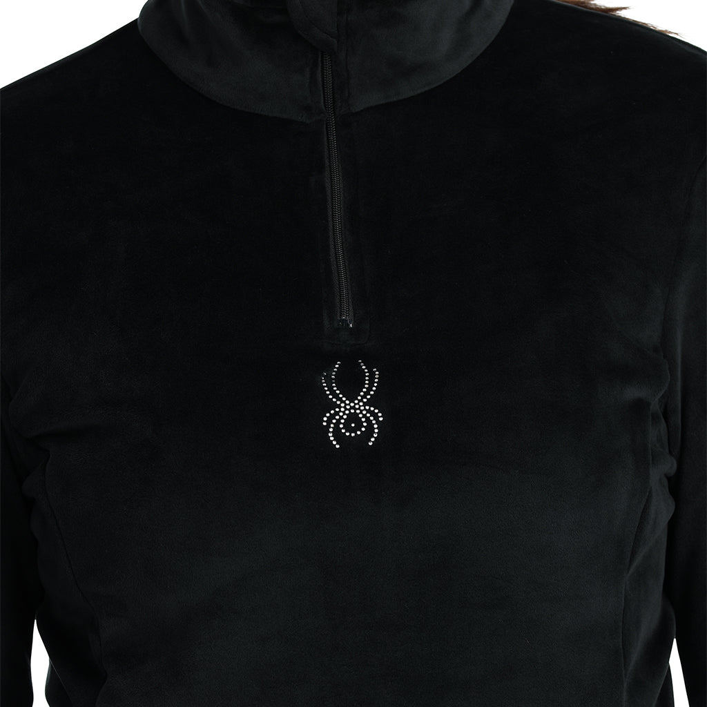 Black fleece long sleeve with a quarter zip and Spyder logo.