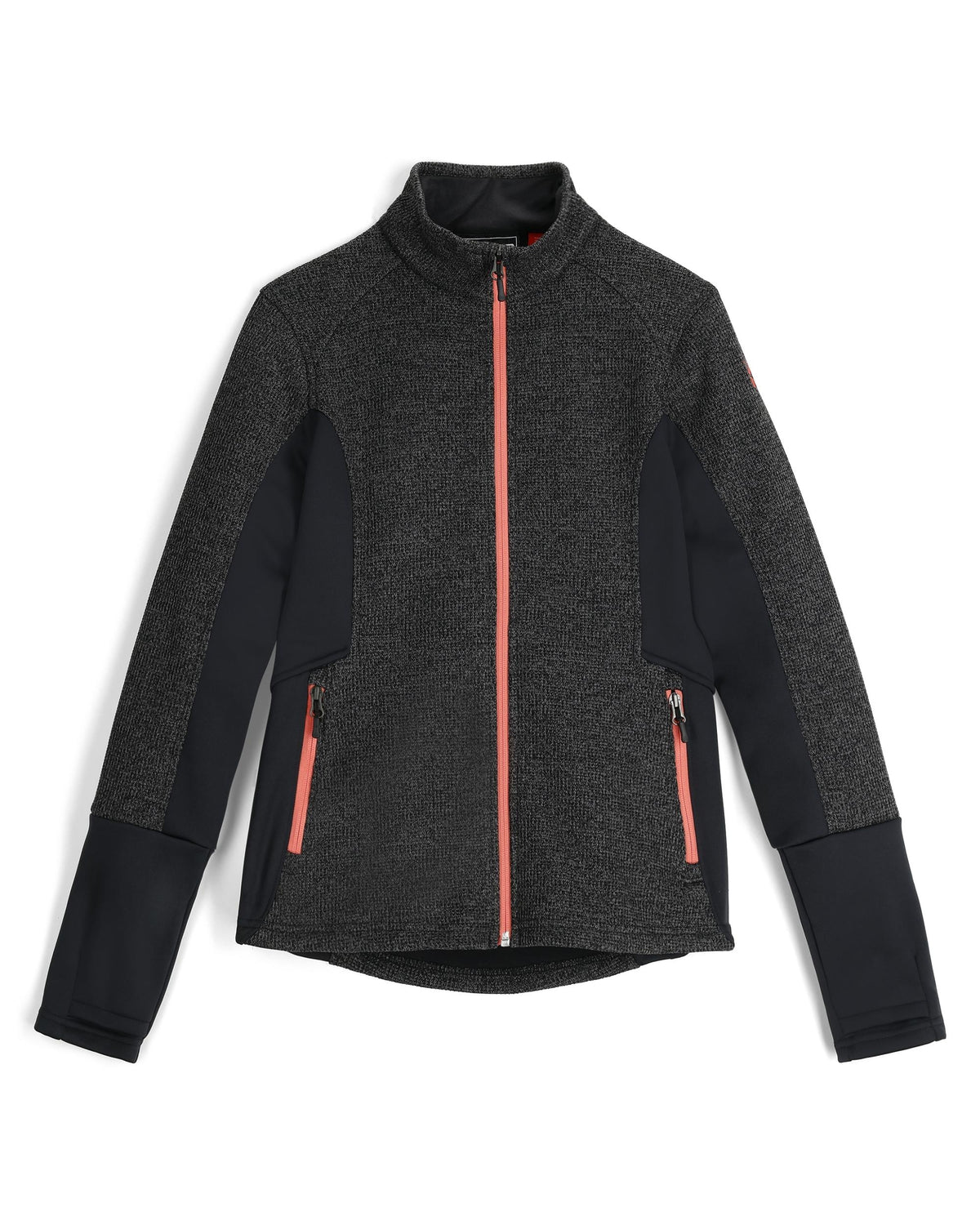 Black and gray jacket with pink zipper on a white background