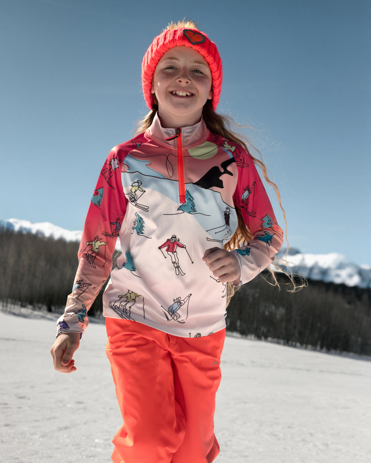 Girls' Surface 1/2 Zip - Electric Coral