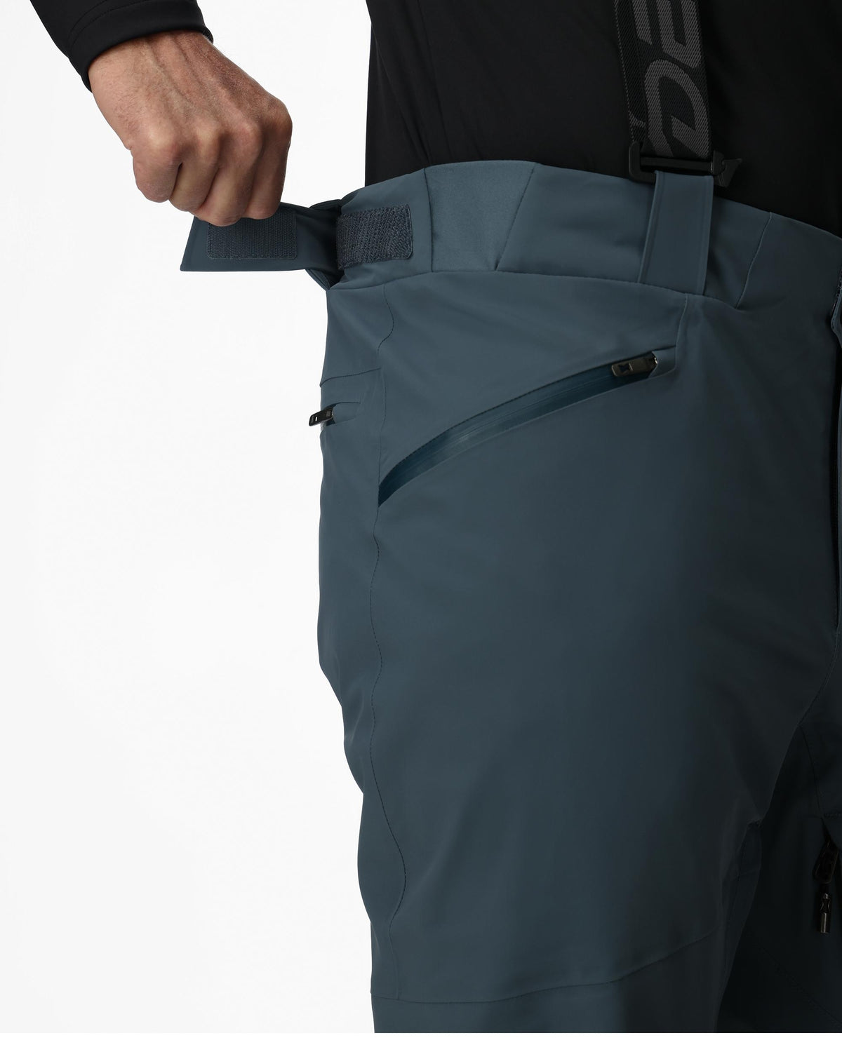Blue pants with a visible brand logo on a white background