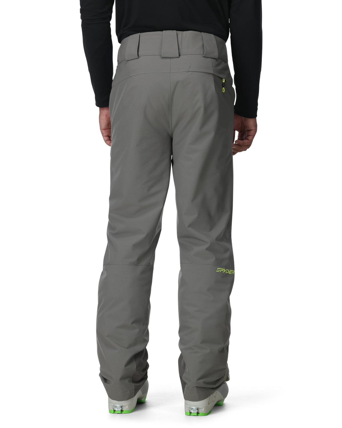 Gray pants with green accents on a white background