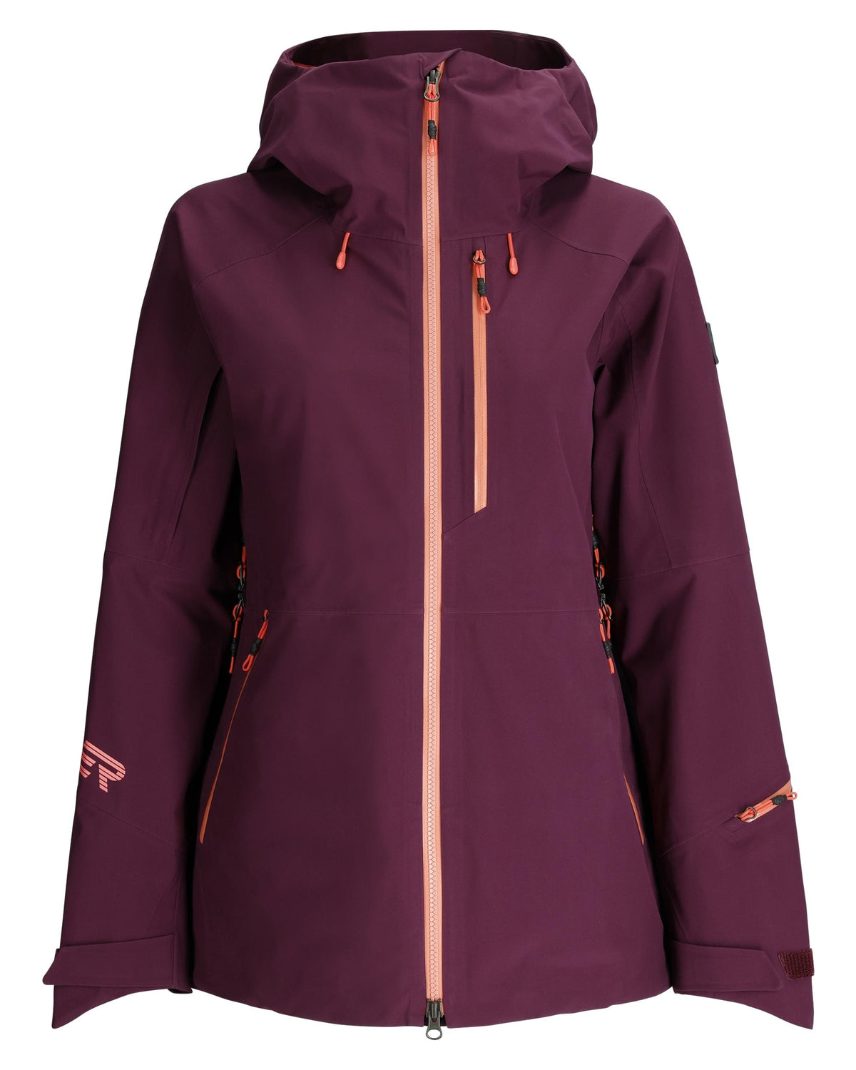 Purple jacket with orange zippers on a white background