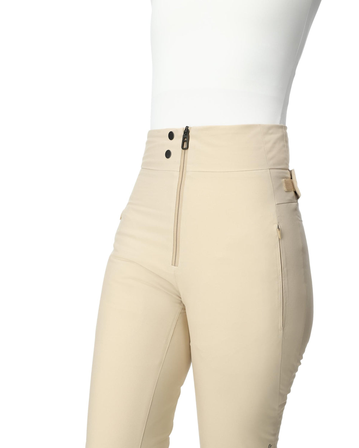 Beige riding pants with a white background