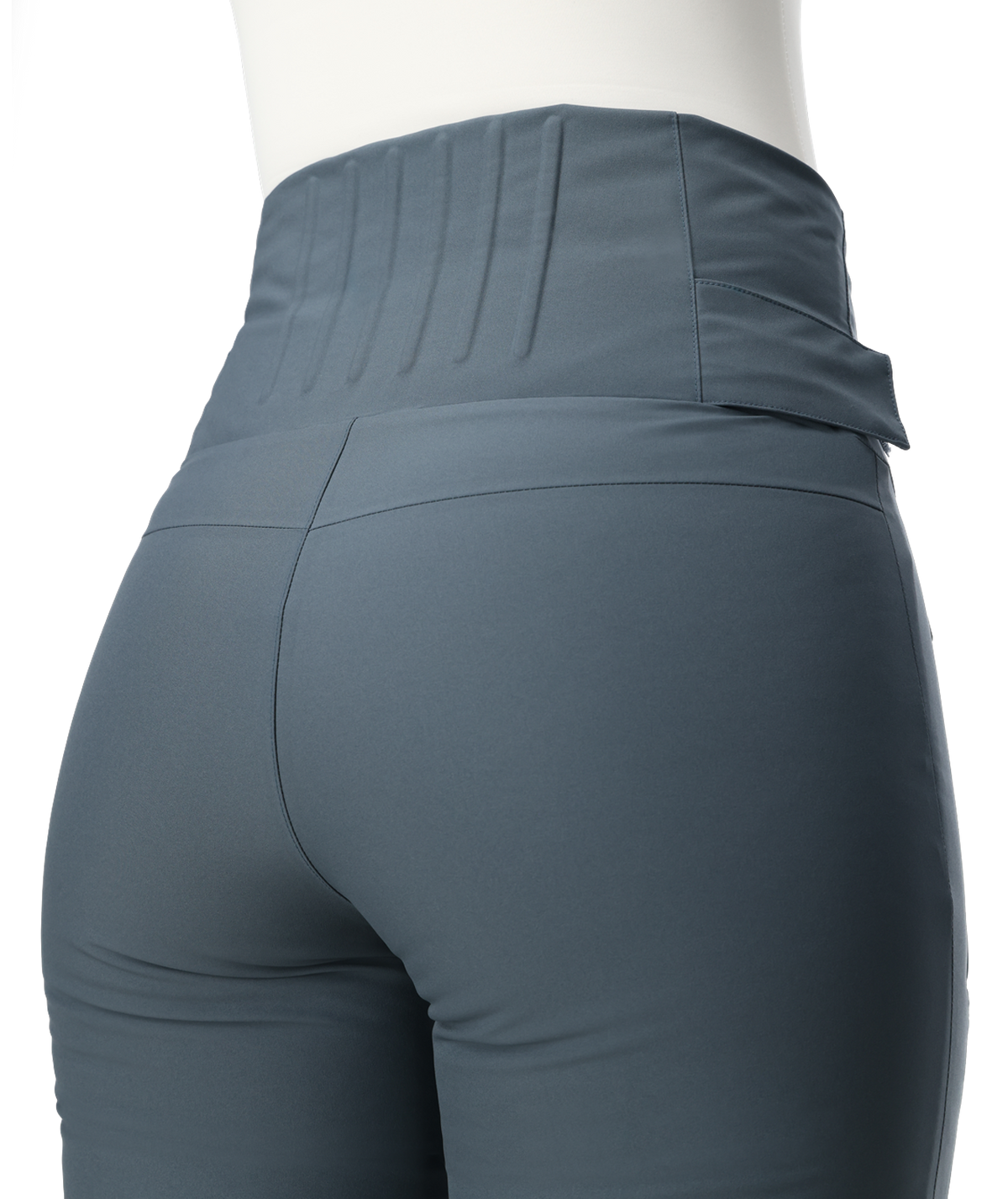 Dark gray leggings on a mannequin against a white background