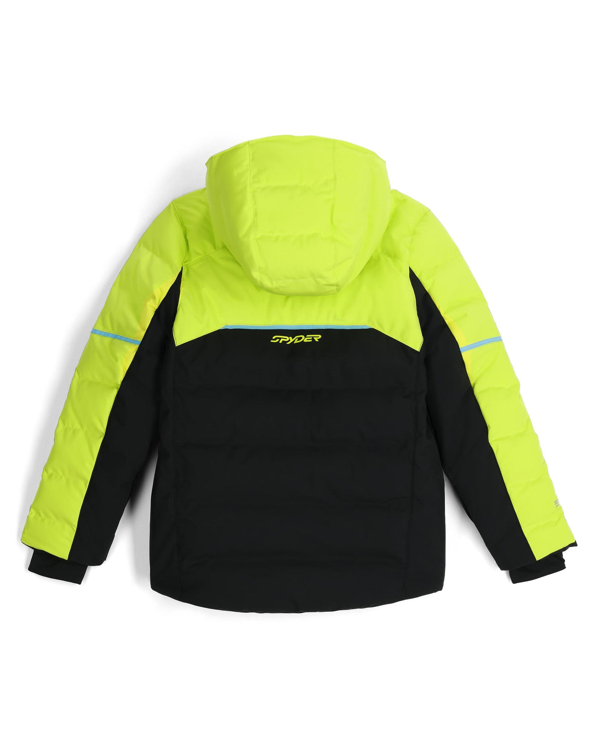 Yellow and black jacket with Spyder logo on a white background