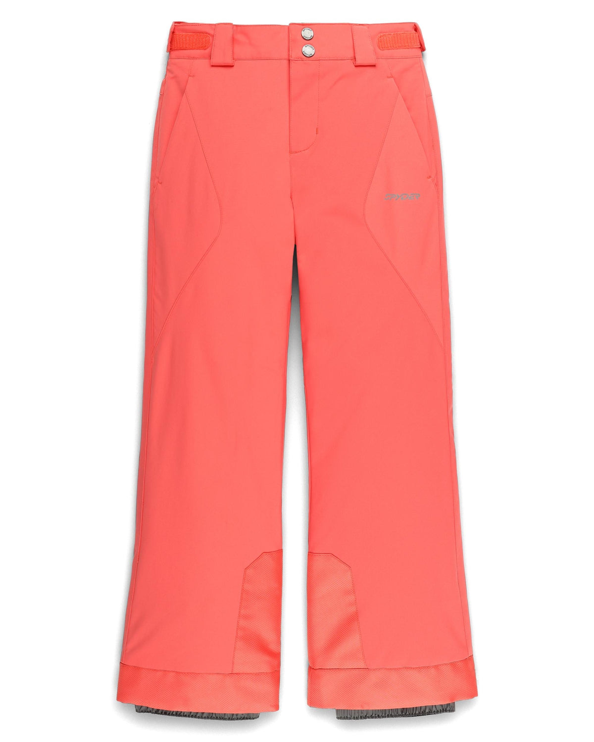 Coral ski pants on a white background
