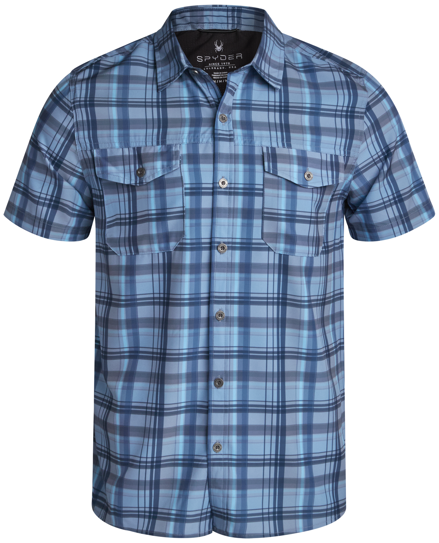 Men's Seaside Collared Shirt- Dusty Blue Spyder Men's Seaside Collared Shirt- Dusty Blue Spyder
