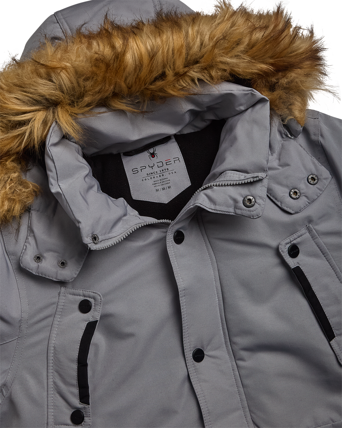 Men's Parka Jacket with Fur - Pewter
