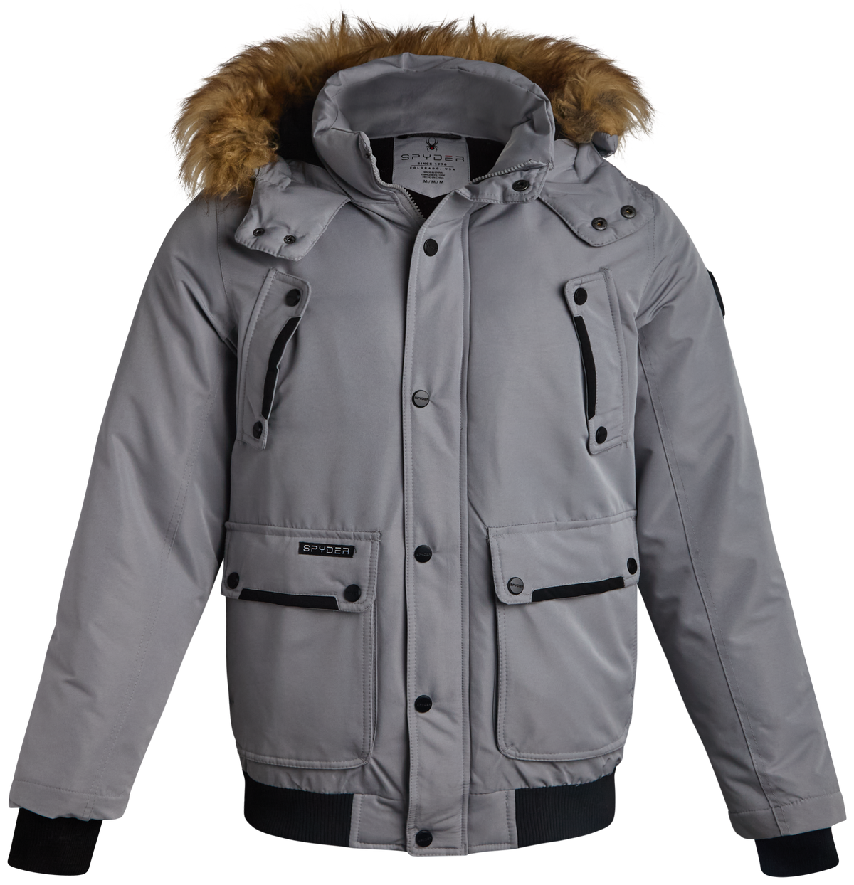 Men's Parka Jacket with Fur - Pewter
