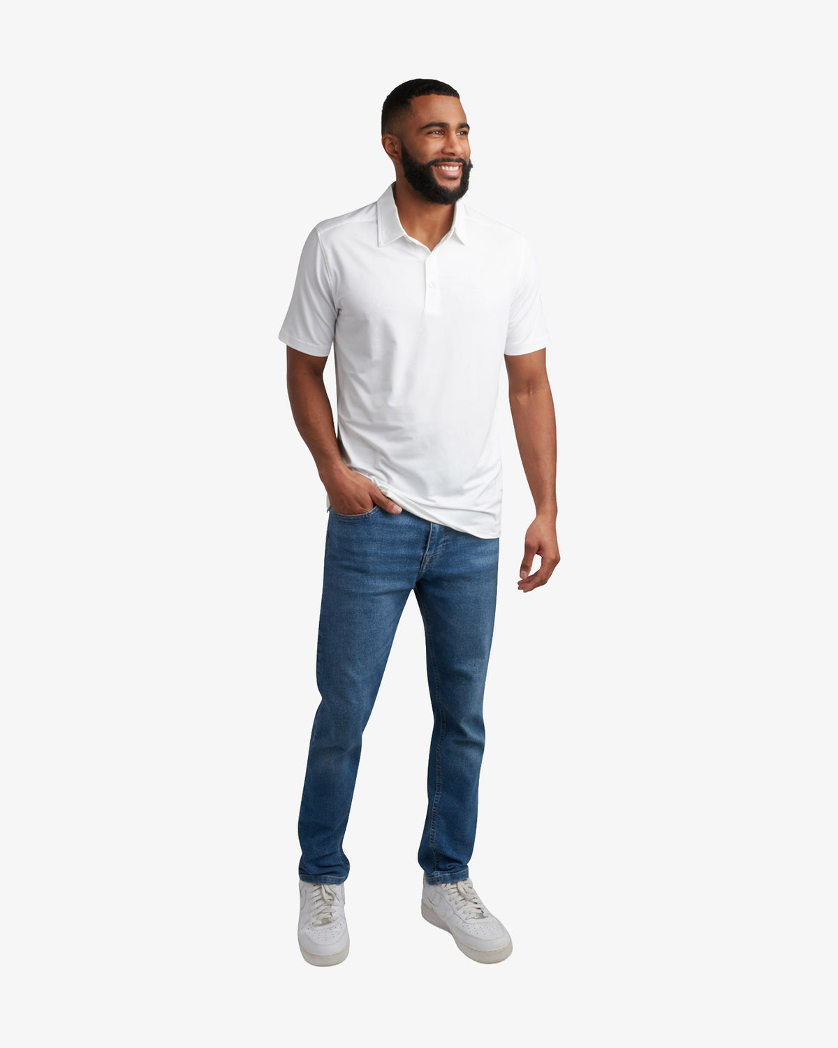 Men's Short Sleeve Jersey Polo - White