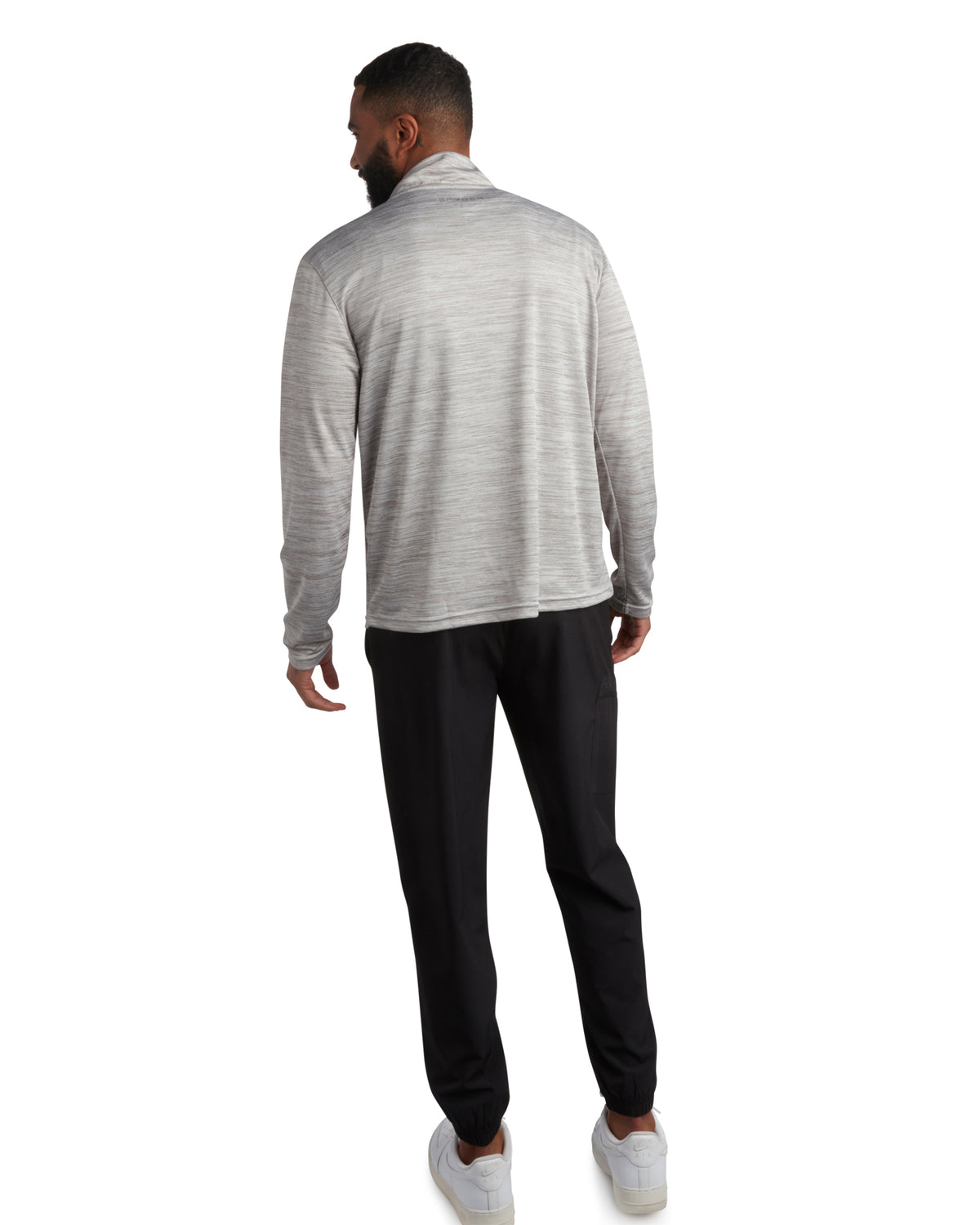 Men's Long Sleeve Honeycomb Quarter Zip - Heather Grey