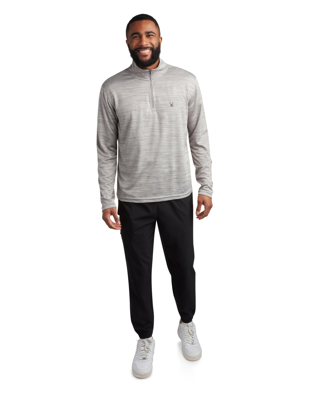 Men's Long Sleeve Honeycomb Quarter Zip - Heather Grey