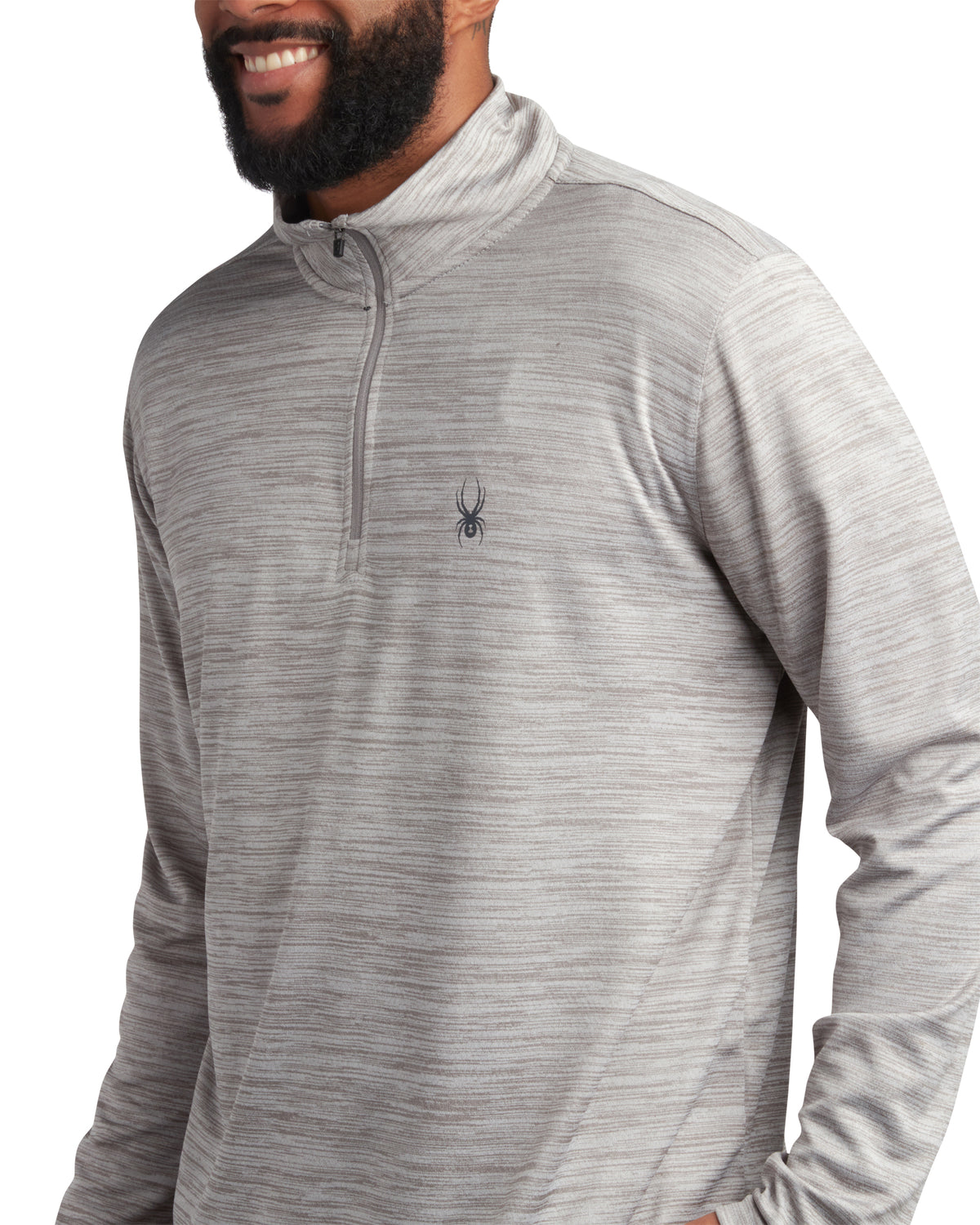 Men's Long Sleeve Honeycomb Quarter Zip - Heather Grey