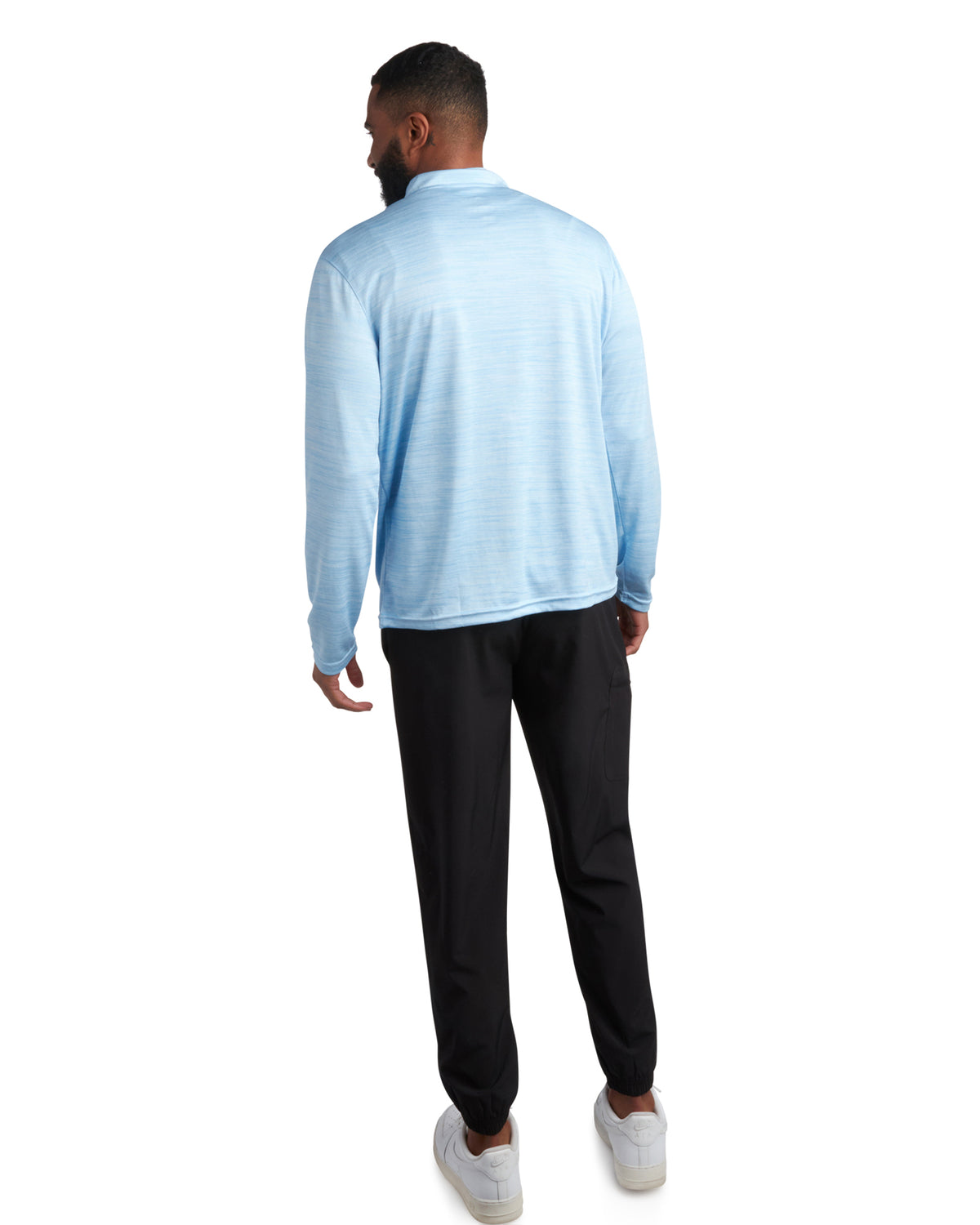 Men's Long Sleeve Honeycomb Quarter Zip - Sky Blue