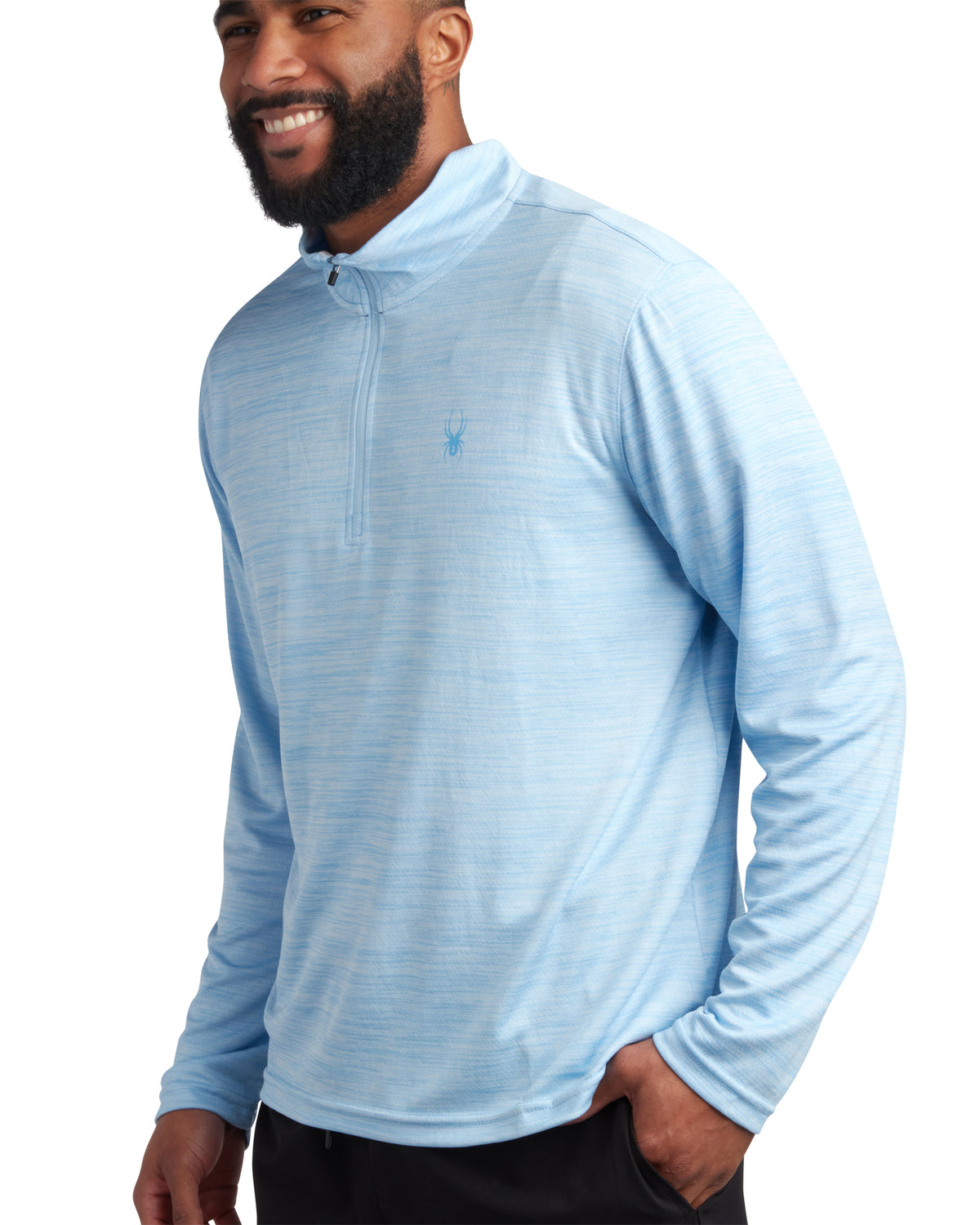 Men's Long Sleeve Honeycomb Quarter Zip - Sky Blue