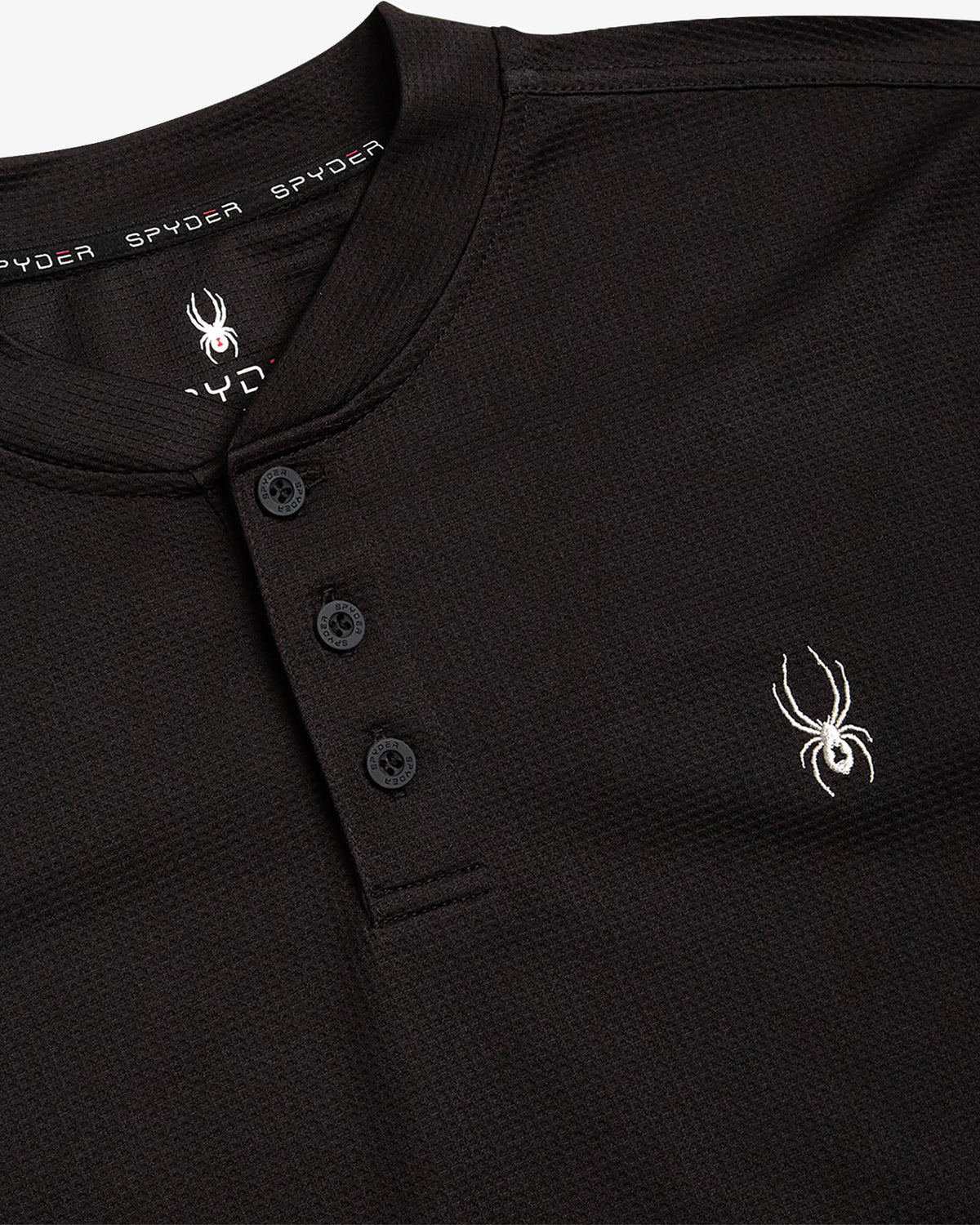 Men's Long Sleeve Thermal Henley - Black