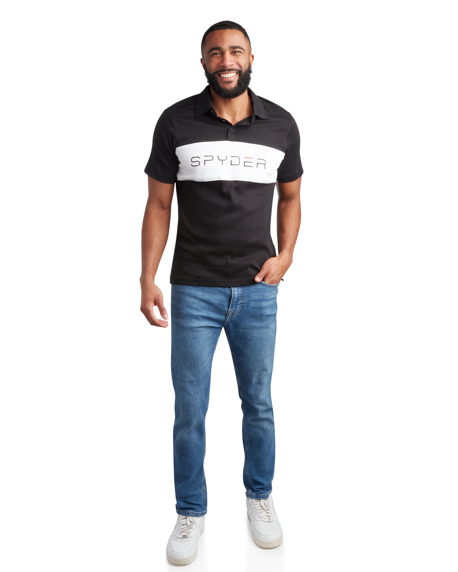 Men's Short Sleeve Interlock Color Block - Black – Spyder