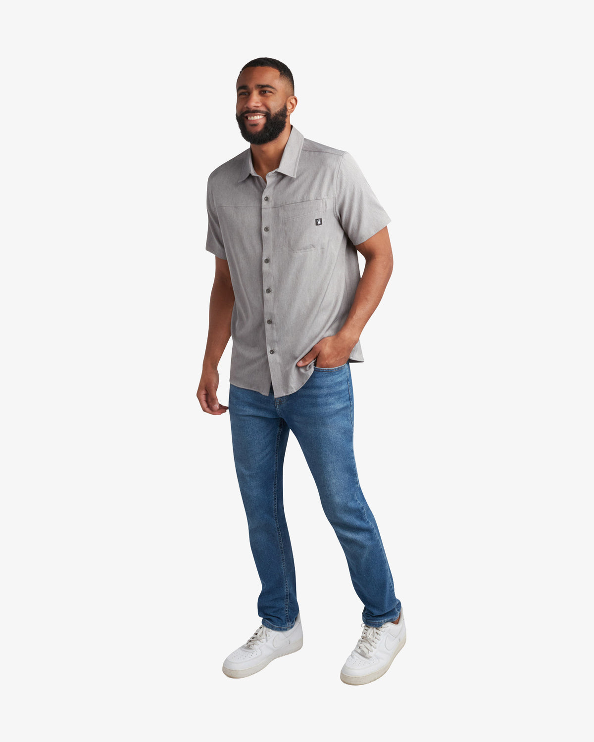 Men's Short Sleeve Mini Stripe Polo - Gray