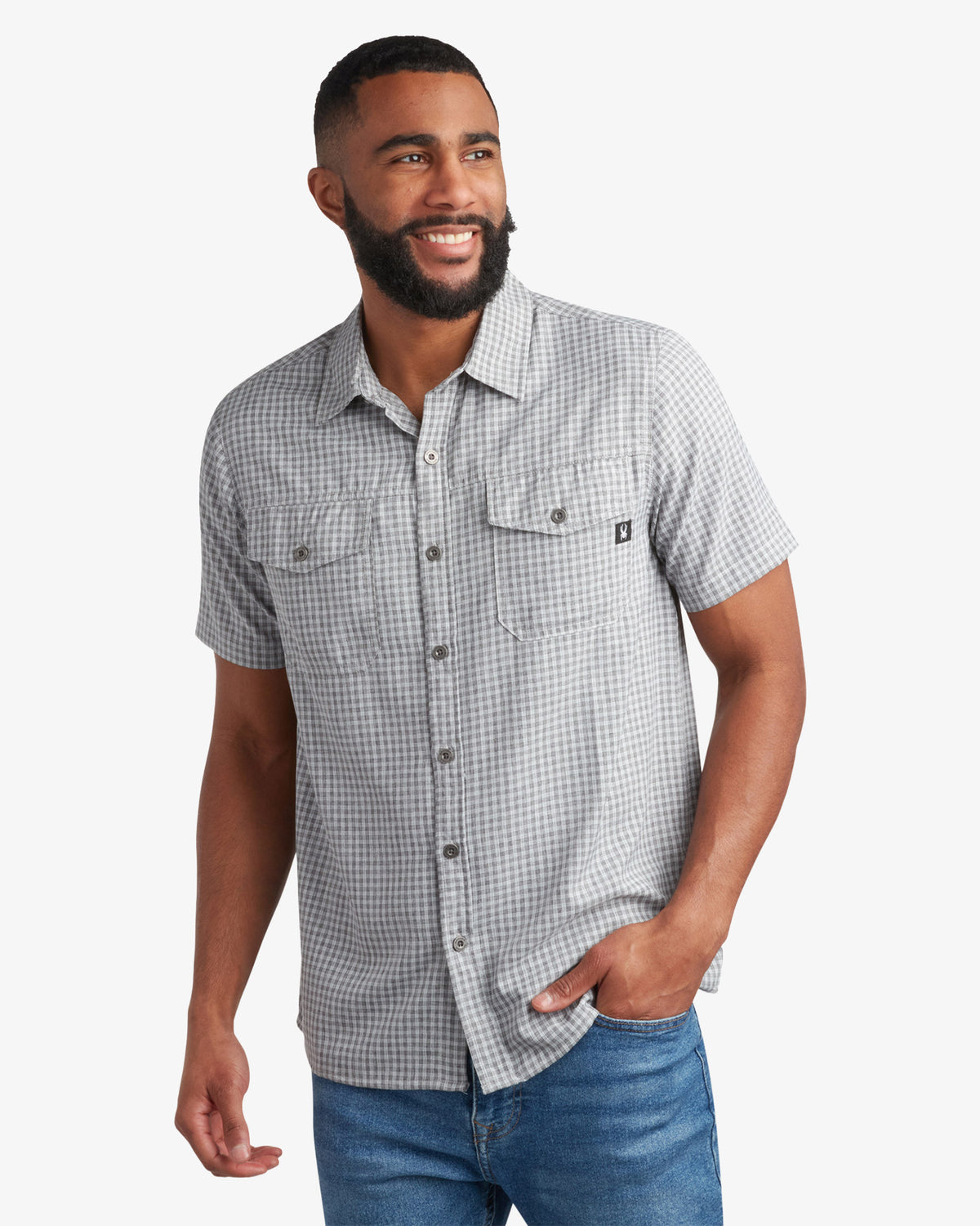 Mens Short Sleeve Mini Check Polo