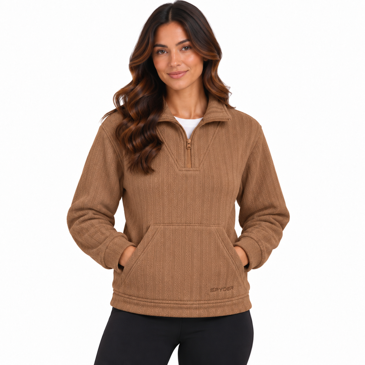 Women's Chenille Fleece Quarter-Zip - Camel