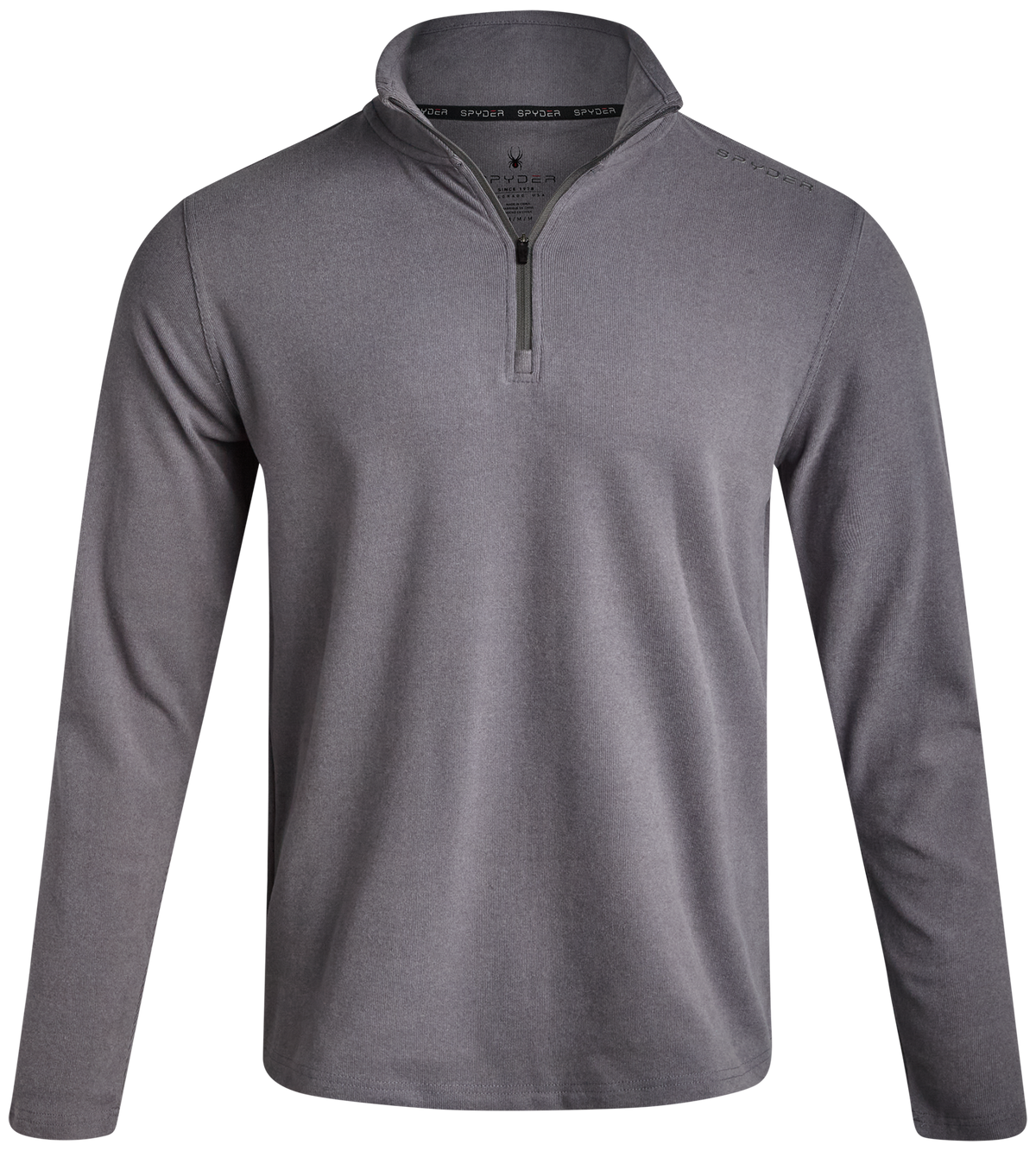 Men's Brushed Vertical Stripe Quarter Zip - Steel Grey