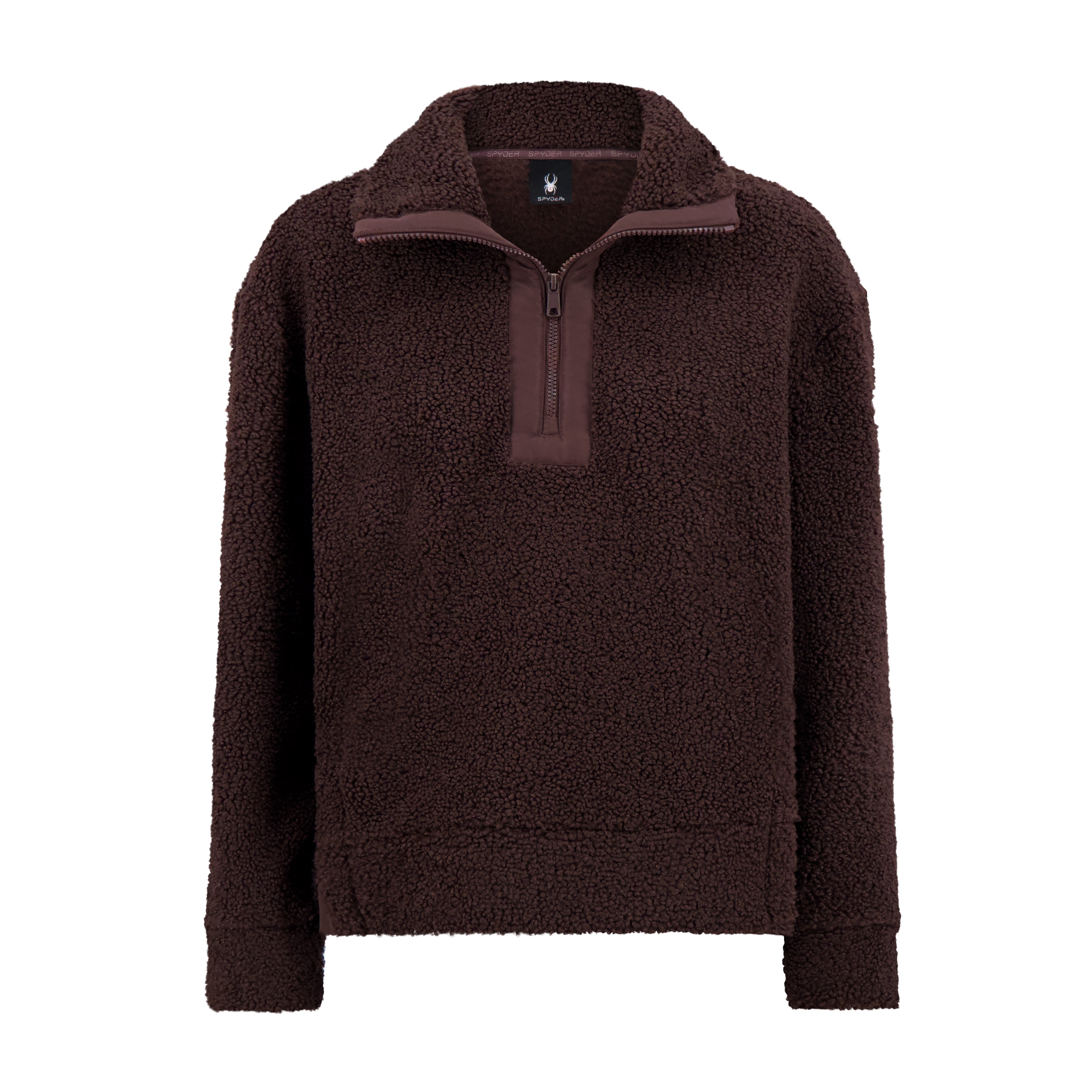 Womens Sherpa Quarter Zip Mock Neck - Cocoa – Spyder