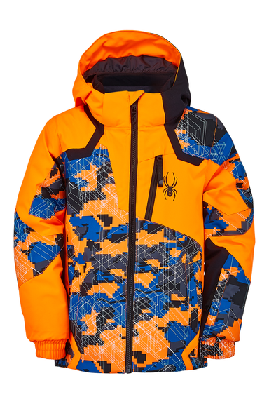 Spyder Jacket (Black) - Boys Leader Camo Insulated - Ski Print Maze |