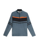 Gray long-sleeve athletic jacket with orange and black accents on a white background