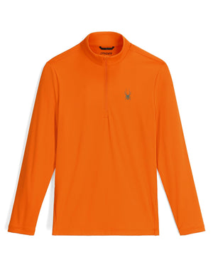 Orange long-sleeve shirt with a brand logo on a white background