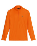Orange long-sleeve shirt with a brand logo on a white background