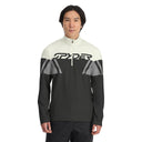 A man wearing a black Spyder Podium Half Zip performance top with a YKK center front zipper and custom Spyder graphics.
