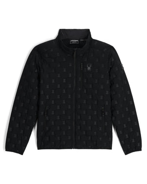 Black quarter-zip sweatshirt with a small logo on a white background