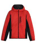 Red and black jacket with a brand logo on a white background