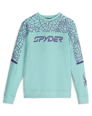 Light blue sweatshirt with geometric pattern and Spyder logo on a white background