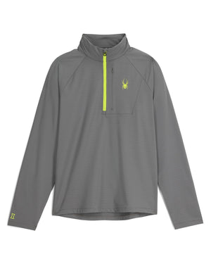 Gray long-sleeve shirt with a logo on a white background