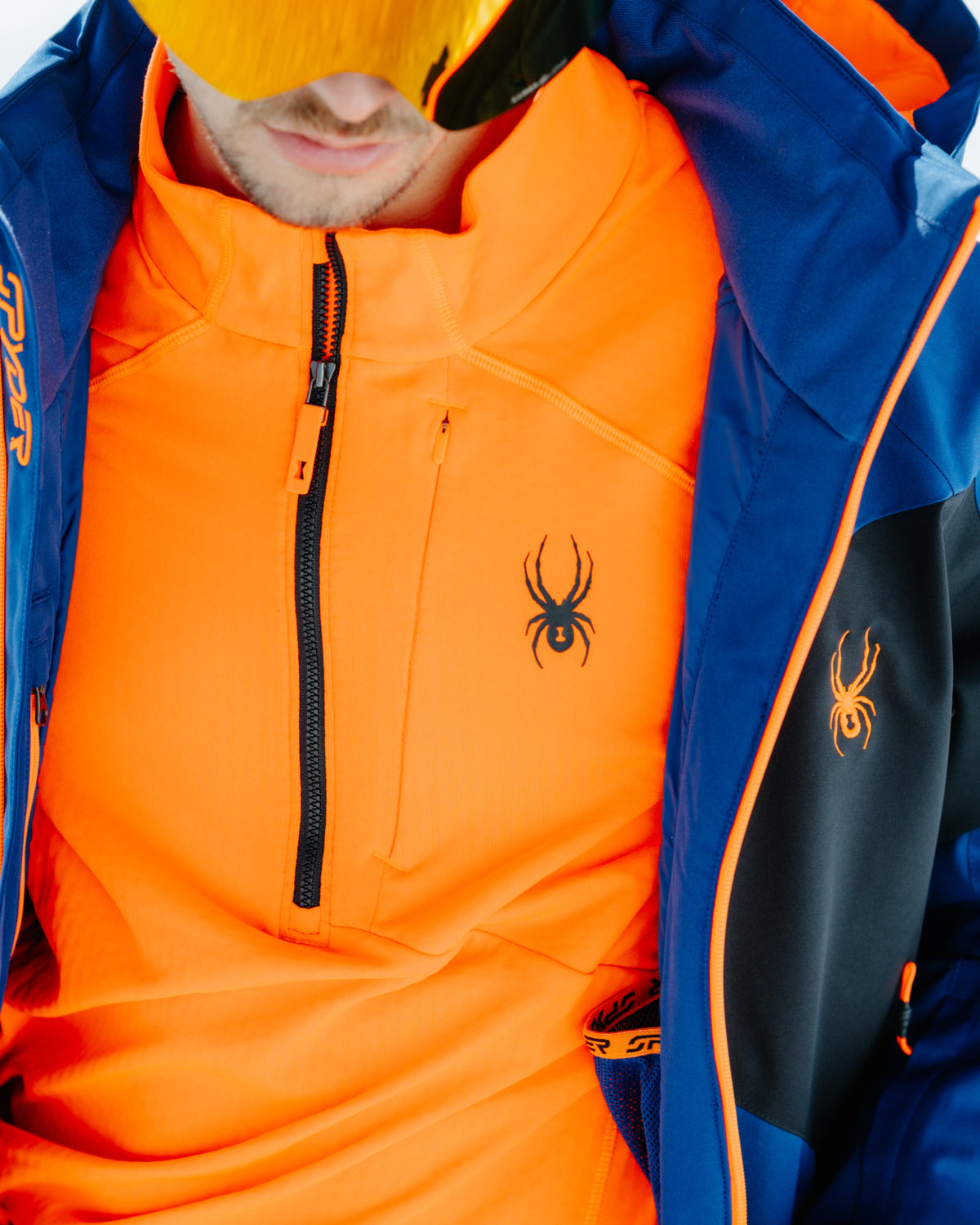 Men's Gridweb Fleece 1/2 Zip - Fusion Orange