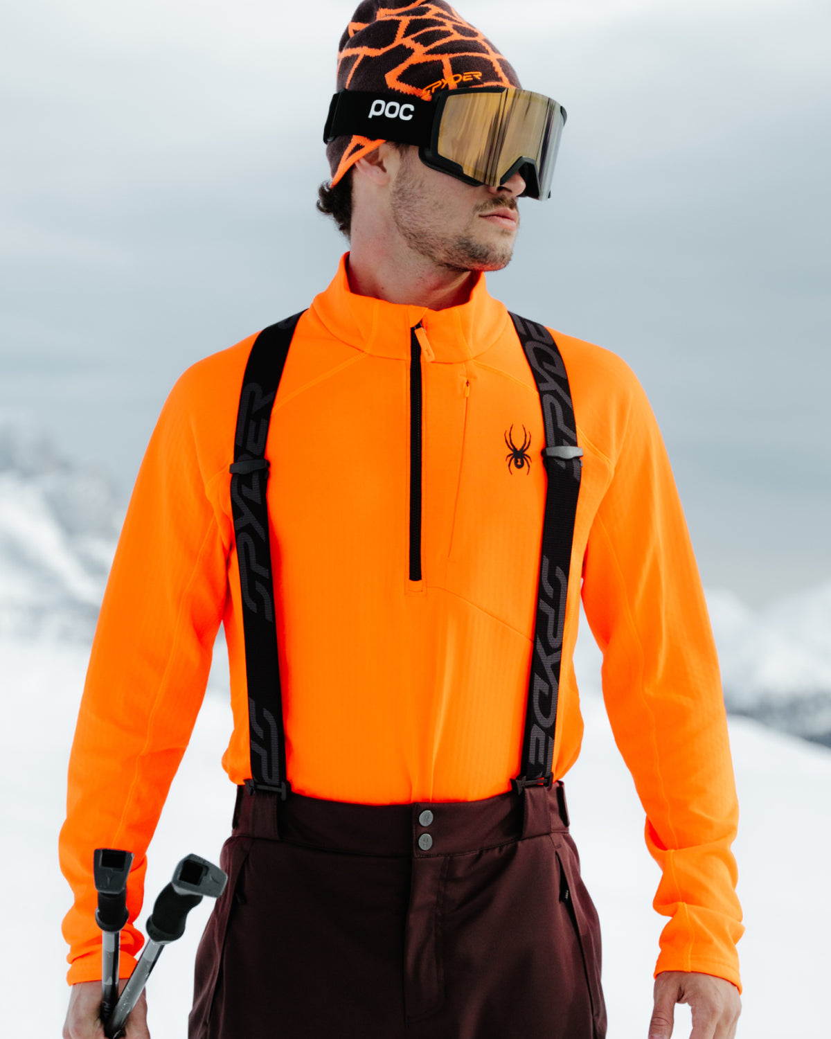 Men's Gridweb Fleece 1/2 Zip - Fusion Orange