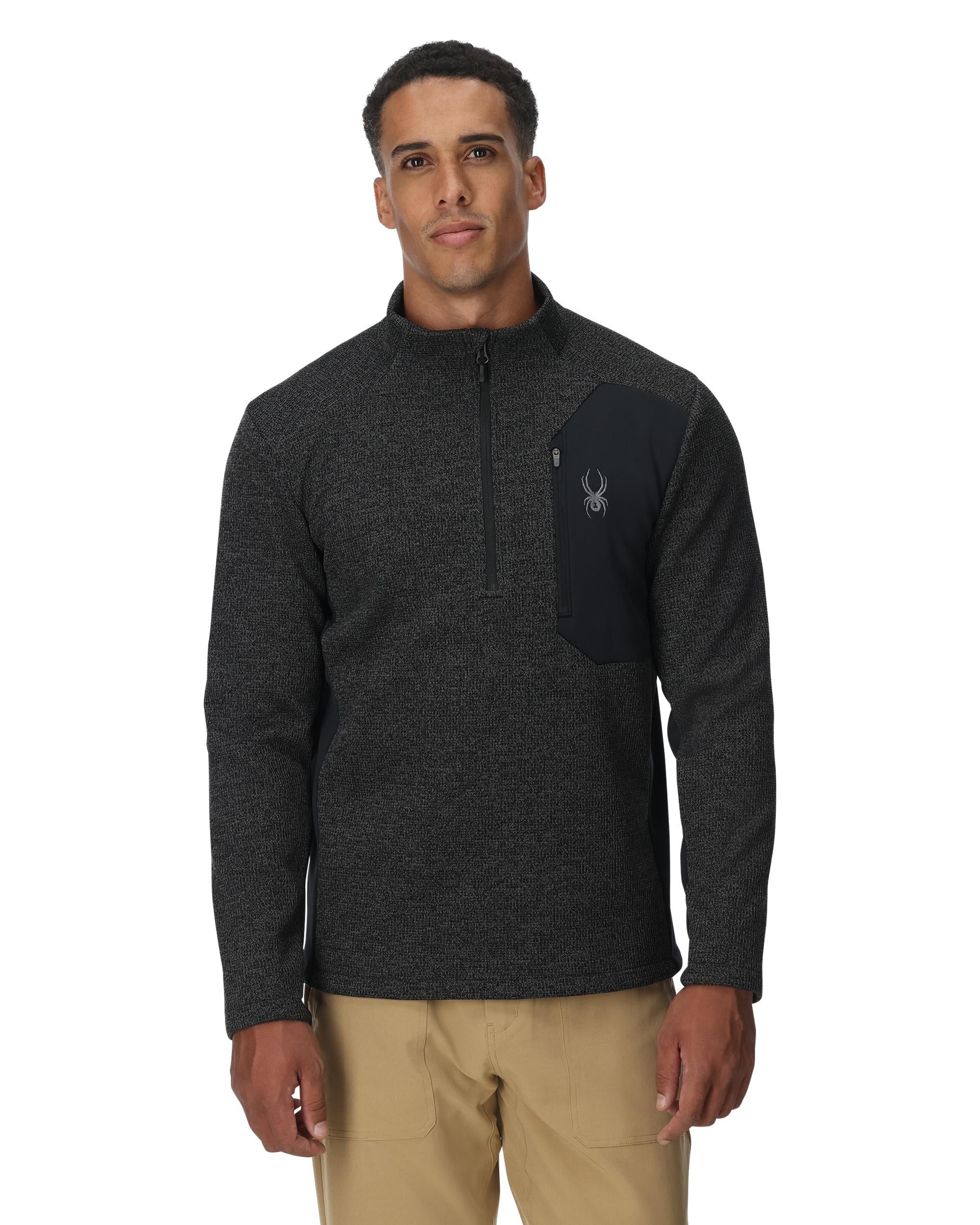 Mens Bandit Half Zip Jacket - Limestone Black – Spyder