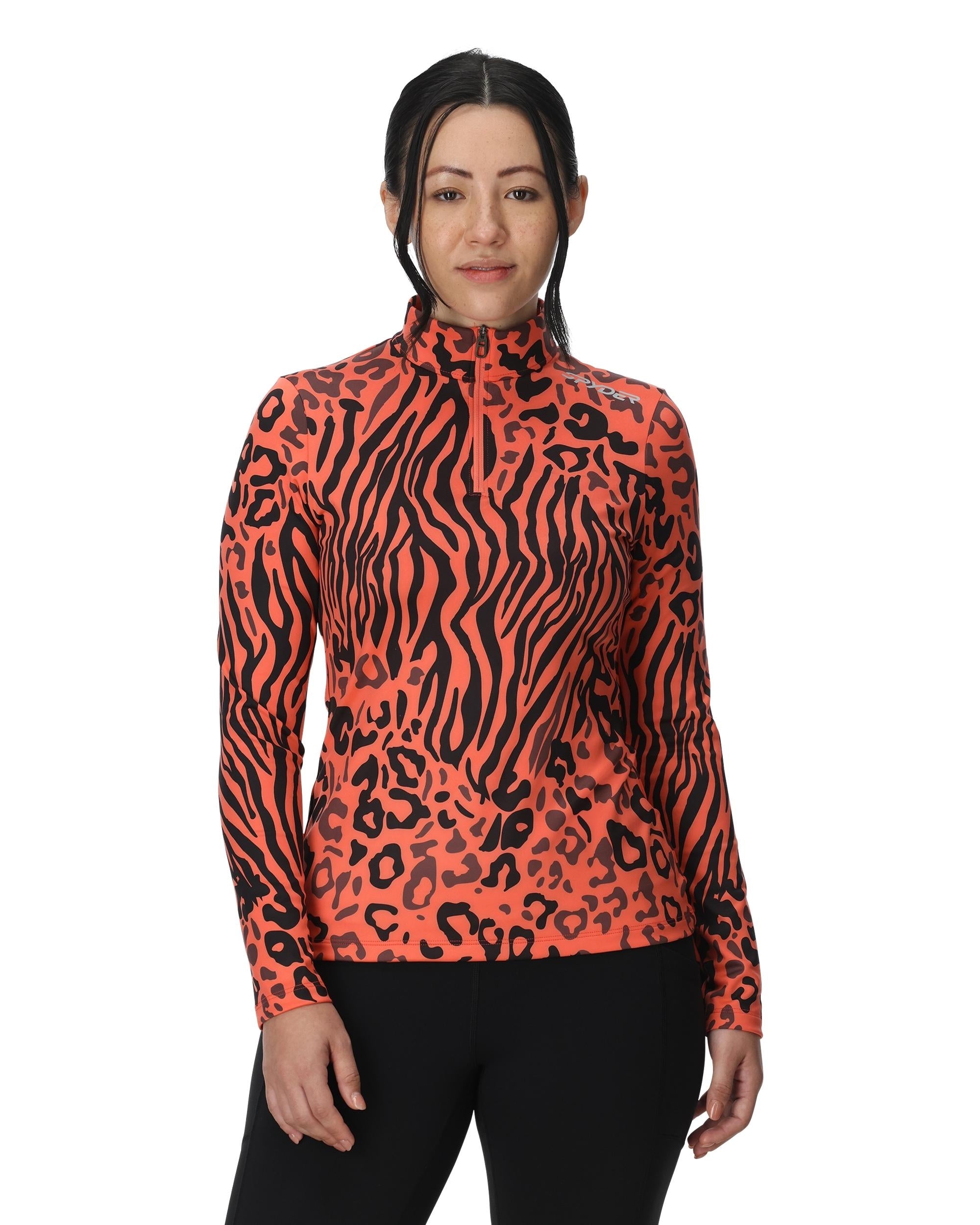 Women's Vivid Half Zip Jacket - Animal Print Coral Haze – Spyder