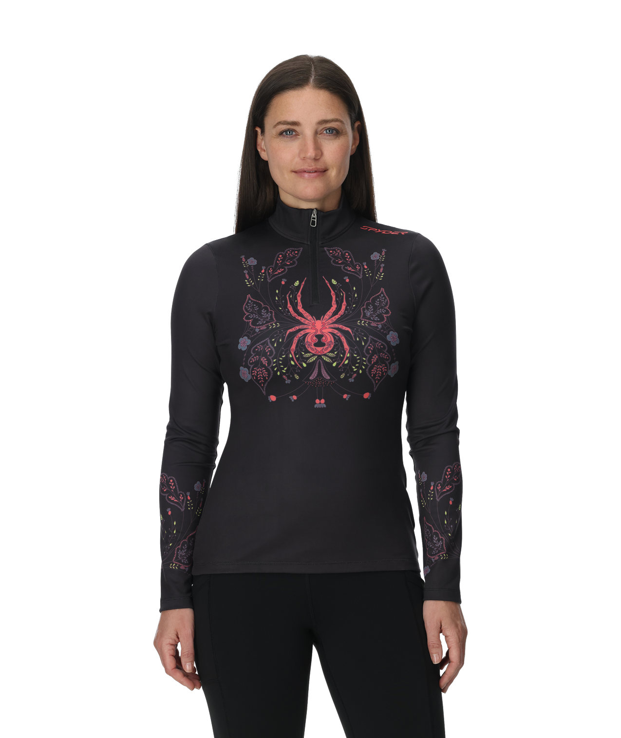Womens Vivid Half Zip T-Neck - Black – Spyder