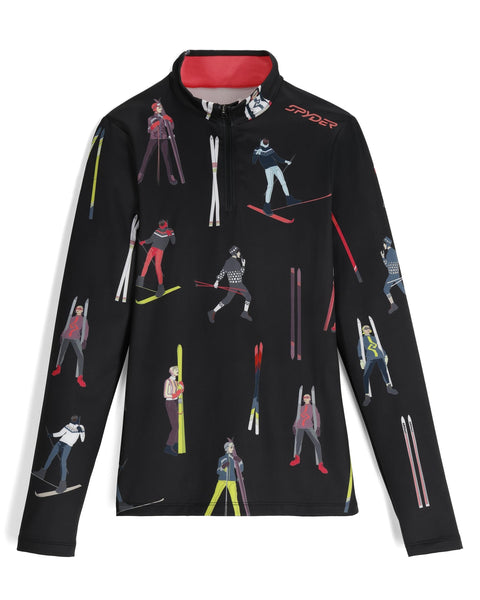 Women's Vivid Half Zip T-Neck - Vintage Vibes Black – Spyder