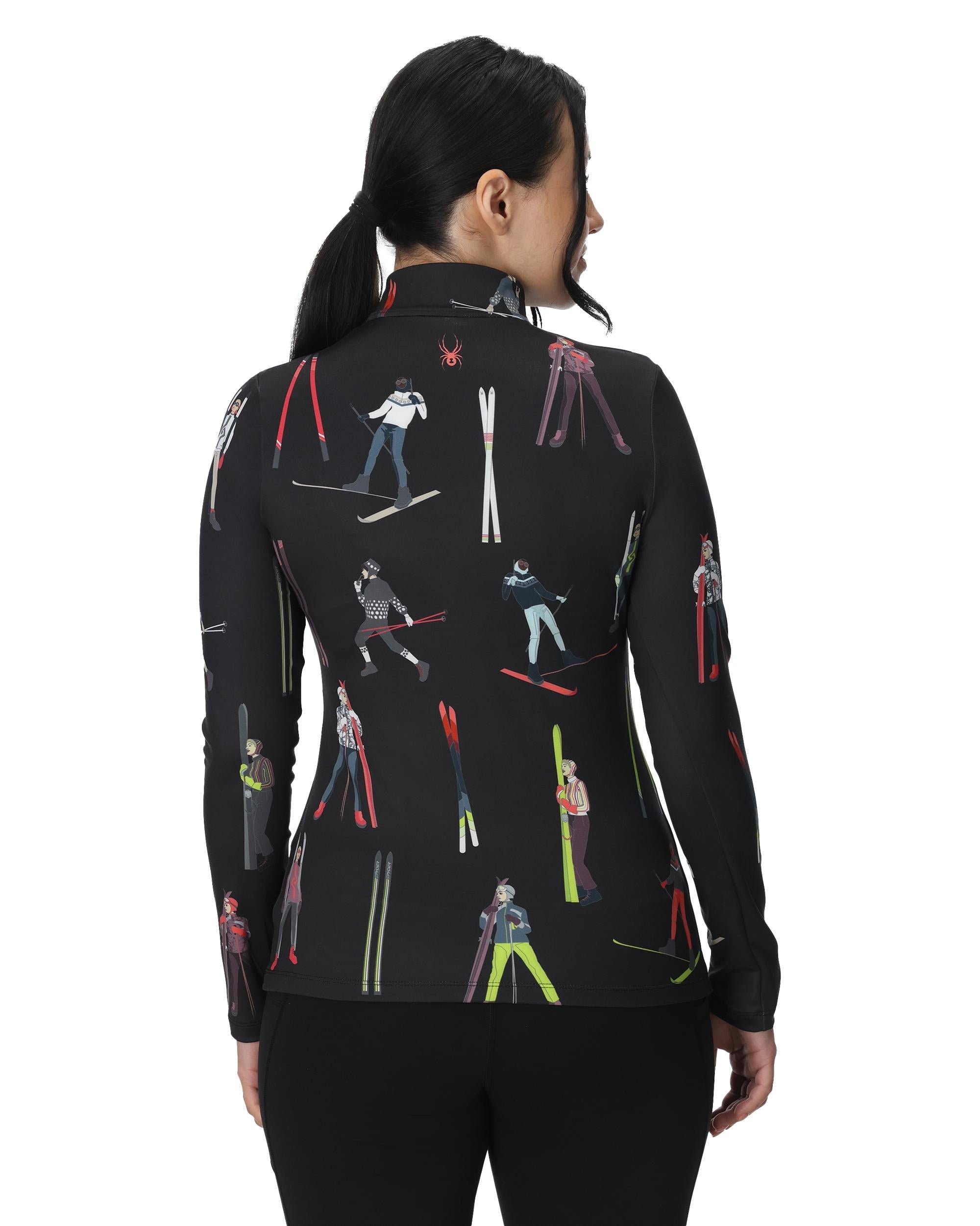 Women's Vivid Half Zip T-Neck - Vintage Vibes Black – Spyder
