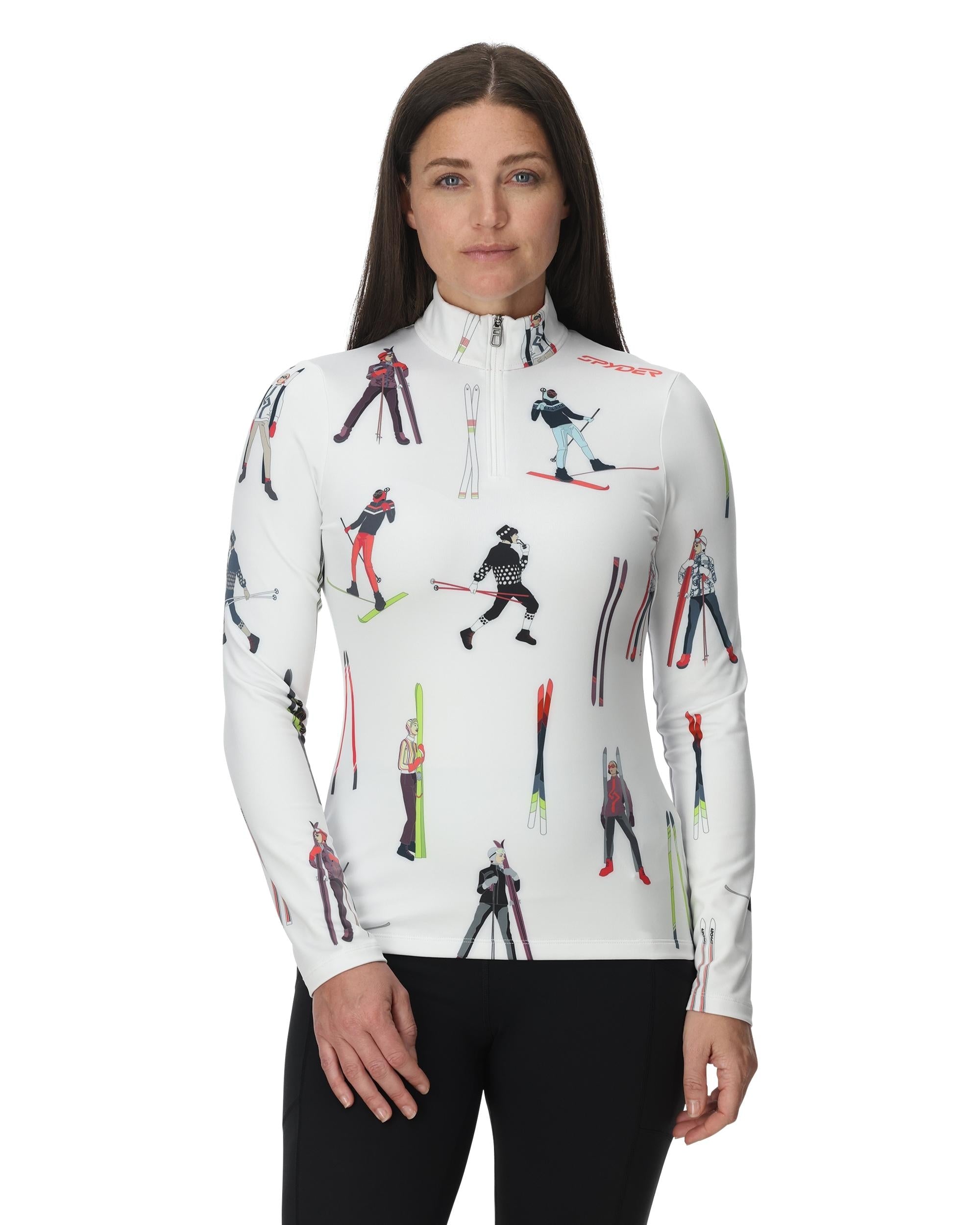 Womens Vivid Half Zip T-Neck - Vintage Vibes White – Spyder