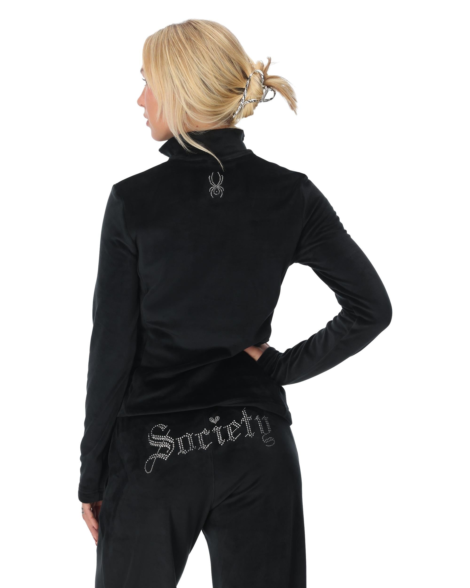 Women's Society Shimmer Bug Zip T-Neck - Society Black – Spyder