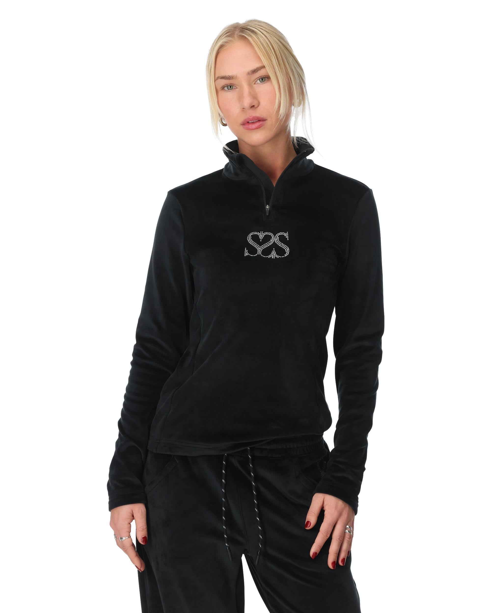 Women's Society Shimmer Bug Zip T-Neck - Society Black – Spyder