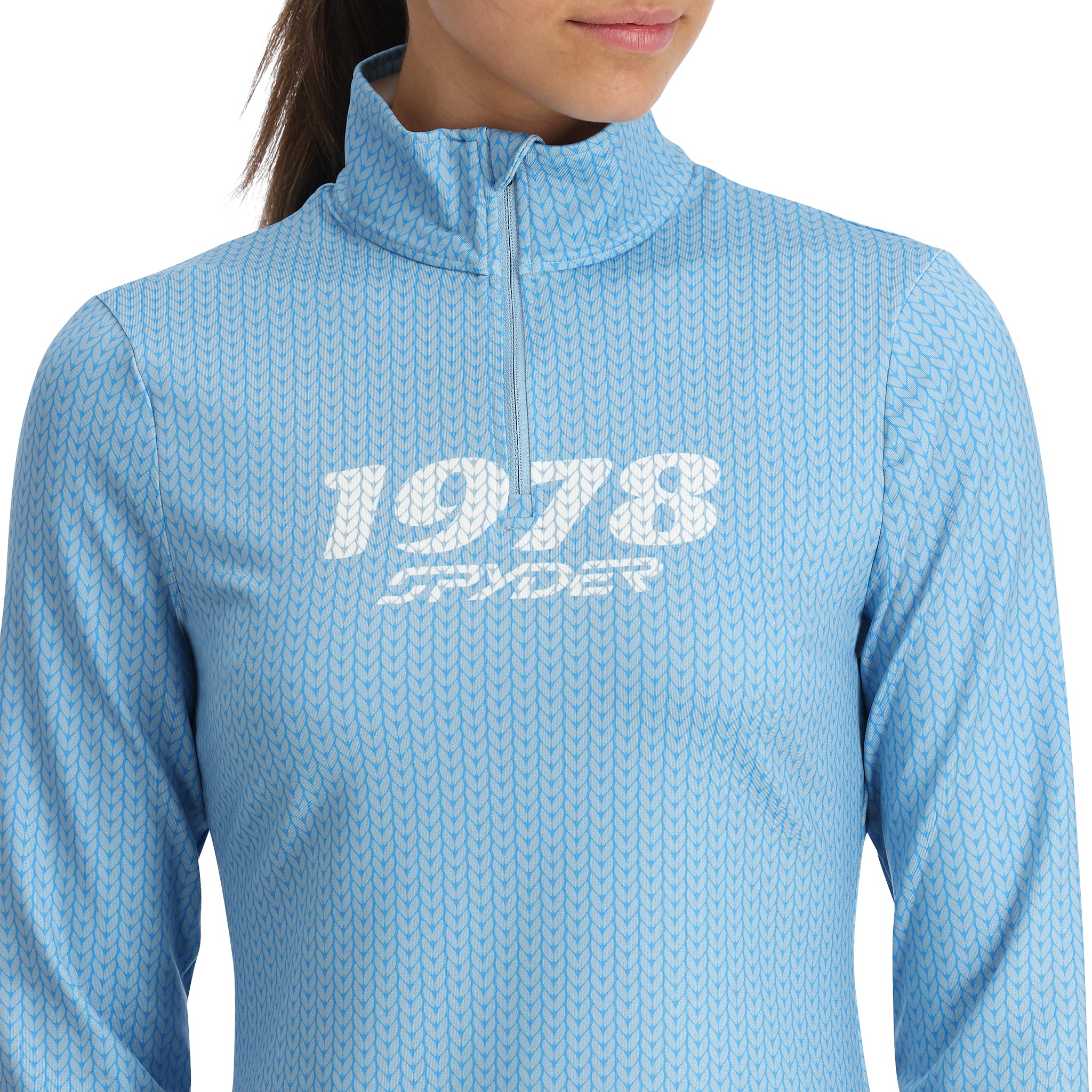 Womens Vivid Half Zip Blue Drift – Spyder - Main Image